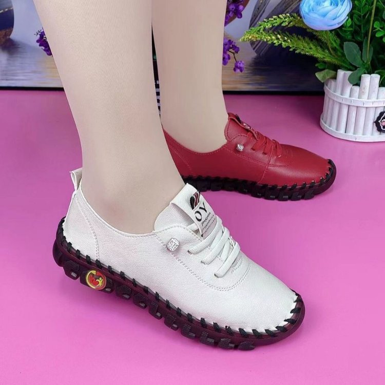 Sneakers Women Shoes Platform Loafers Lace Up Leather Flat Slip-On New Casual Mom Shoes