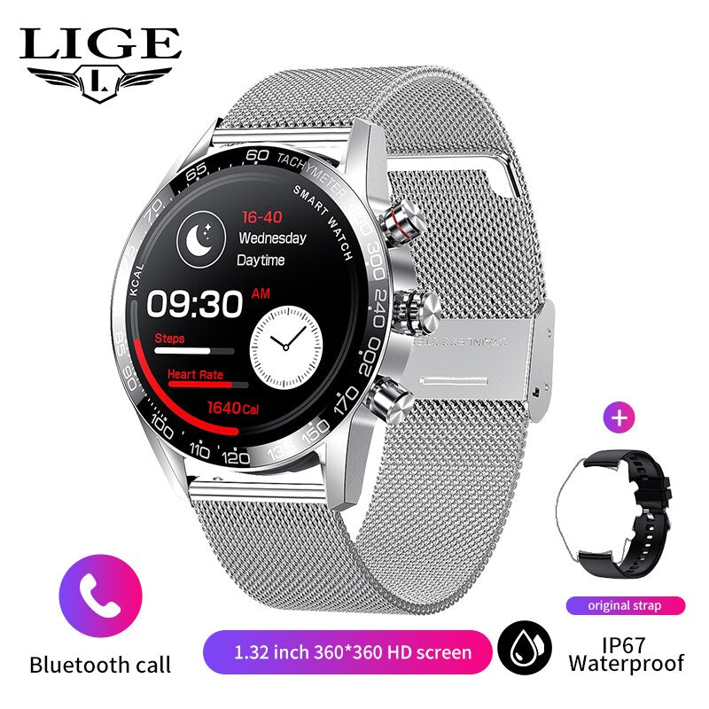 LIGE Watch 360 AMOLED HD Screen For Men Smart Bluetooth Calling