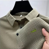 Men's High Quality Knitted Ice Cool Polo Shirt-Casual Polo Collar Rib Breathable Top.