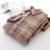 Thick Velvet Plaid Shirts Women Winter Warm Blouses and Tops New Casual Woollen Shirt