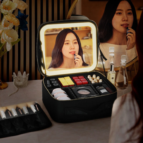 Travel Makeup Case with LED Mirror