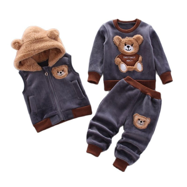 3-pc Baby Boys And Girls Clothing Set Tricken Fleece Children Hooded Outerwear