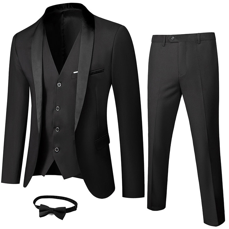 3-Piece Slim-Fit Tuxedo Suit