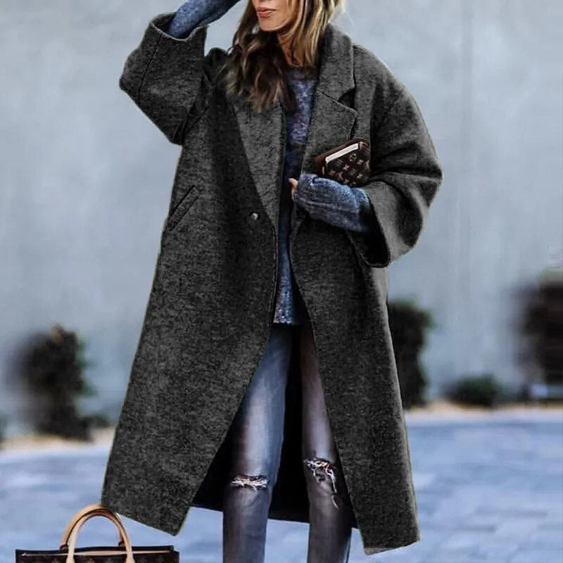 Autumn Winter Long Sleeve Female Long Jacket