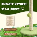 Cat Scratching Post with Green Leaves and Sisal Rope for Indoor