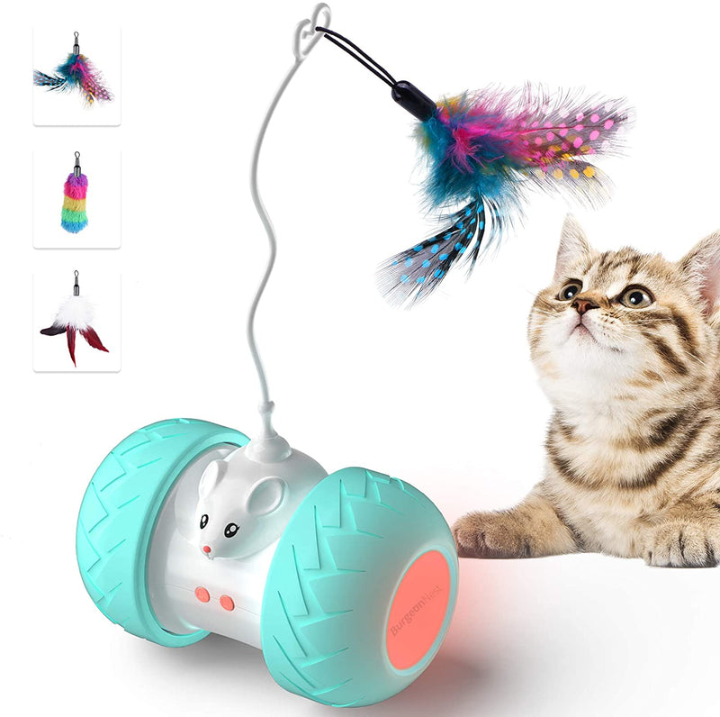 Automatic Interactive Cat Toys - Electronic Toy with Mouse and Feathers for Indoor Cats