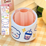 Desktop Makeup Brush Storage Bucket Cup Holder with Lid