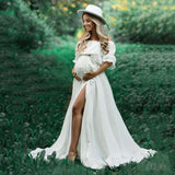 Boho Cotton Maternity Photoshoot Dress 2 in 1 Bohemian Pregnant Woman Photography Dress Outfit