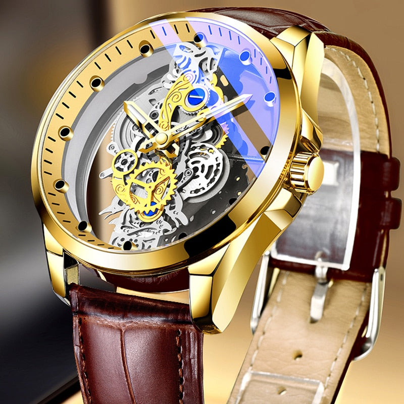 2023 New Gold Skeleton Vintage Men's Watch