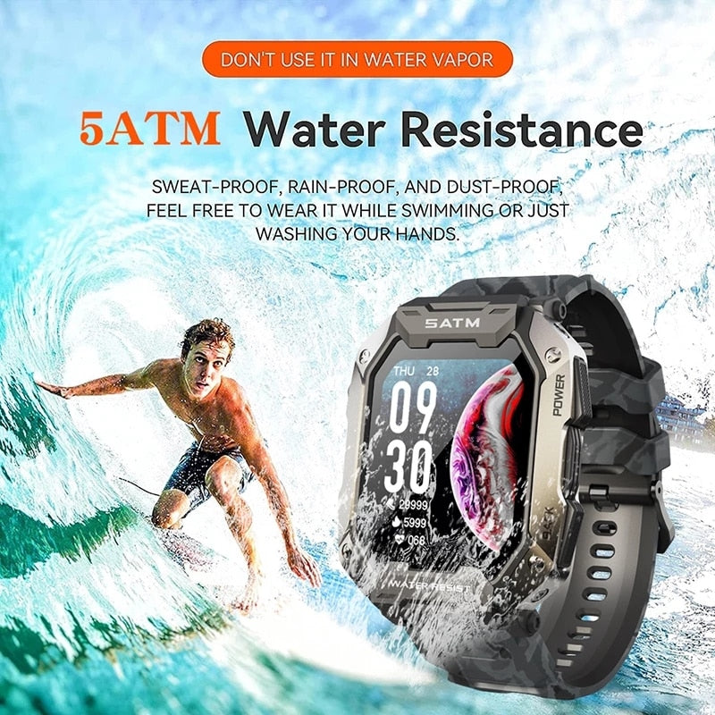 LIGE New Smart Watch For Men Bluetooth Full Touch Screen 5ATM Waterproof Watches