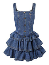 Cake Ruffle Mini Denim Dress