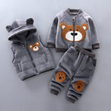 3-pc Baby Boys And Girls Clothing Set Tricken Fleece Children Hooded Outerwear