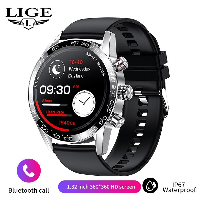 LIGE Watch 360 AMOLED HD Screen For Men Smart Bluetooth Calling