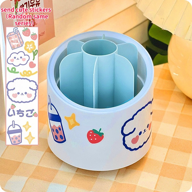 Desktop Makeup Brush Storage Bucket Cup Holder with Lid