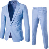 Men Suits Blazers 3 Pieces 2 Sets Elegant Luxury Wedding Business Vest Pants Blue Coats