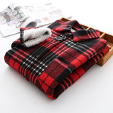 Thick Velvet Plaid Shirts Women Winter Warm Blouses and Tops New Casual Woollen Shirt