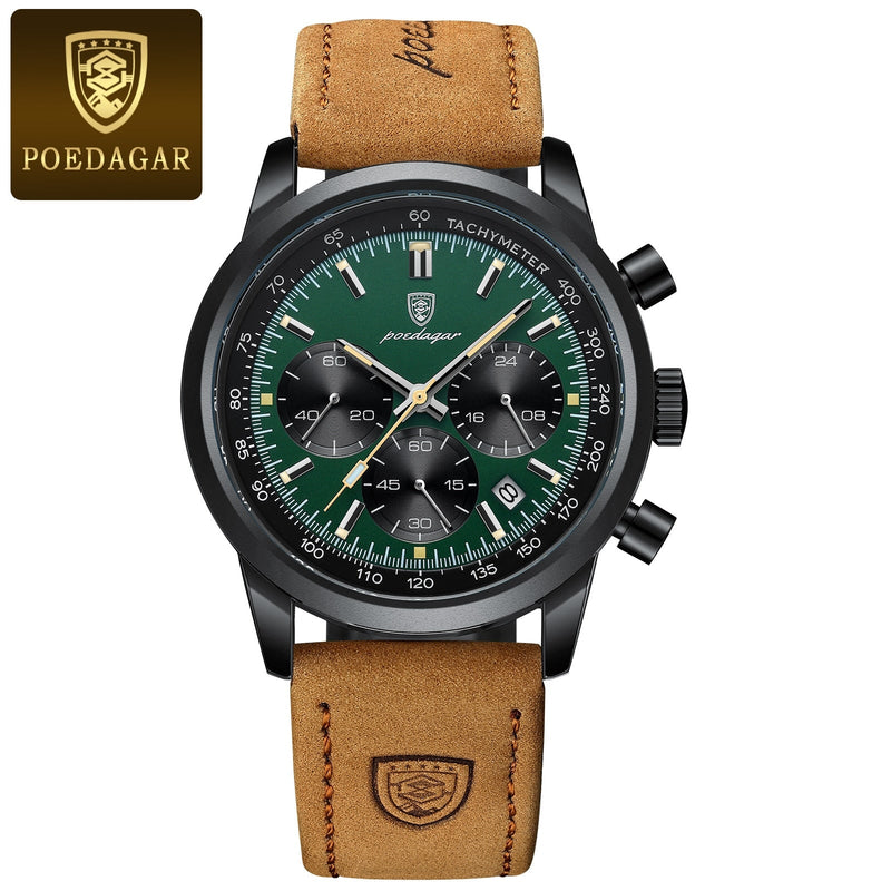 POEDAGAR Luxury Watch Chronograph Luminous Men's Wristwatch