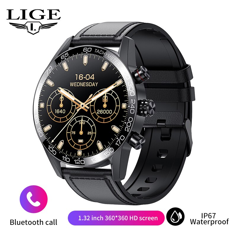 LIGE Watch 360 AMOLED HD Screen For Men Smart Bluetooth Calling