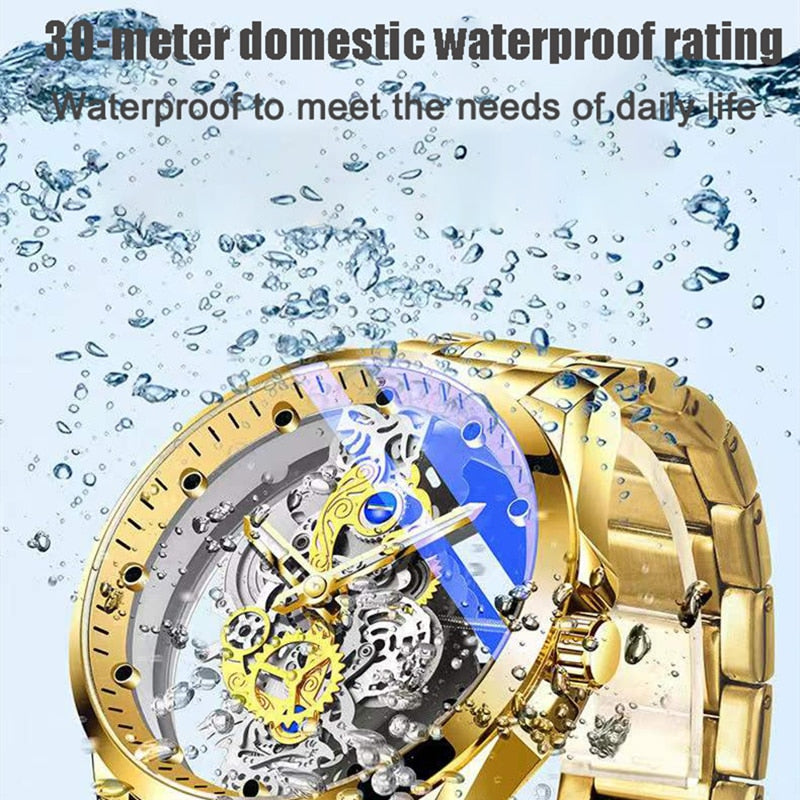 2023 New Gold Skeleton Vintage Men's Watch