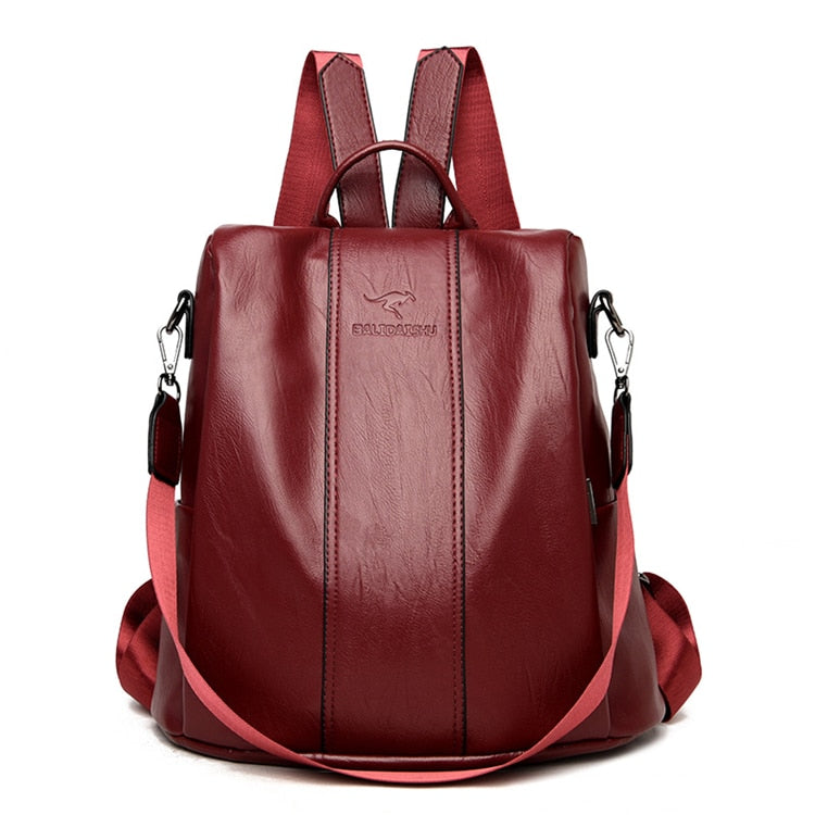 Women's Backpack Anti-theft Leather Backpack Women Vintage Shoulder Bag