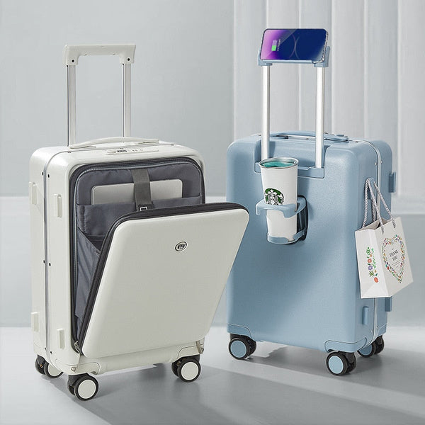 Carry on Luggage with Wheels Front Opening Rolling Luggage Password