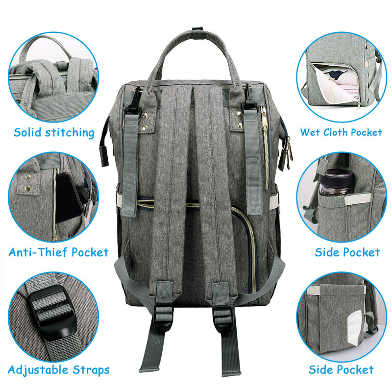 Large Size Diaper Backpack Waterproof Maternity Bag with USB Interface