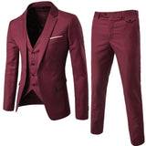 Men Suits Blazers 3 Pieces 2 Sets Elegant Luxury Wedding Business Vest Pants Blue Coats