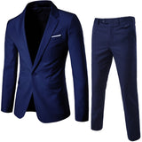 Men Suits Blazers 3 Pieces 2 Sets Elegant Luxury Wedding Business Vest Pants Blue Coats