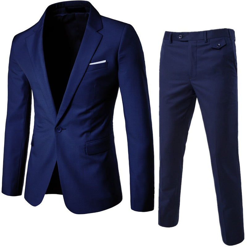 Men Suits Blazers 3 Pieces 2 Sets Elegant Luxury Wedding Business Vest Pants Blue Coats