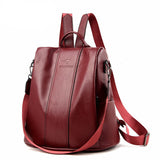 Women's Backpack Anti-theft Leather Backpack Women Vintage Shoulder Bag