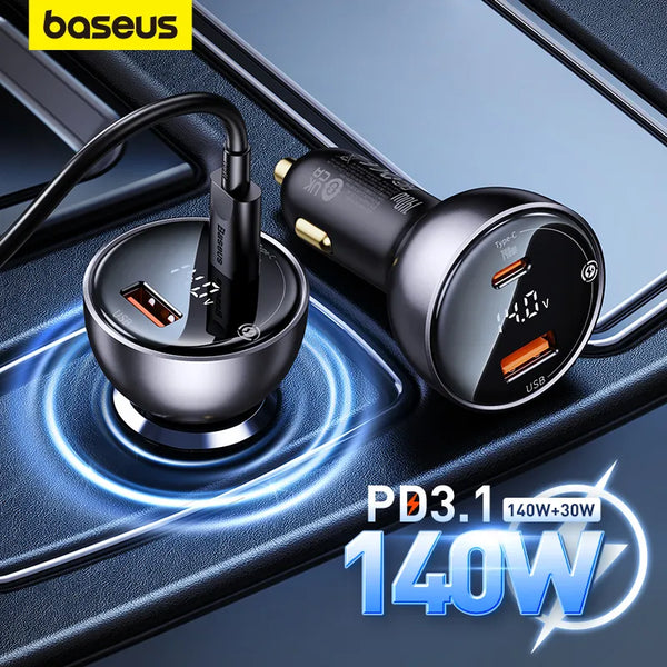 140W PD3.1 Car Charger  Type C Car Phone Charger For iPhone