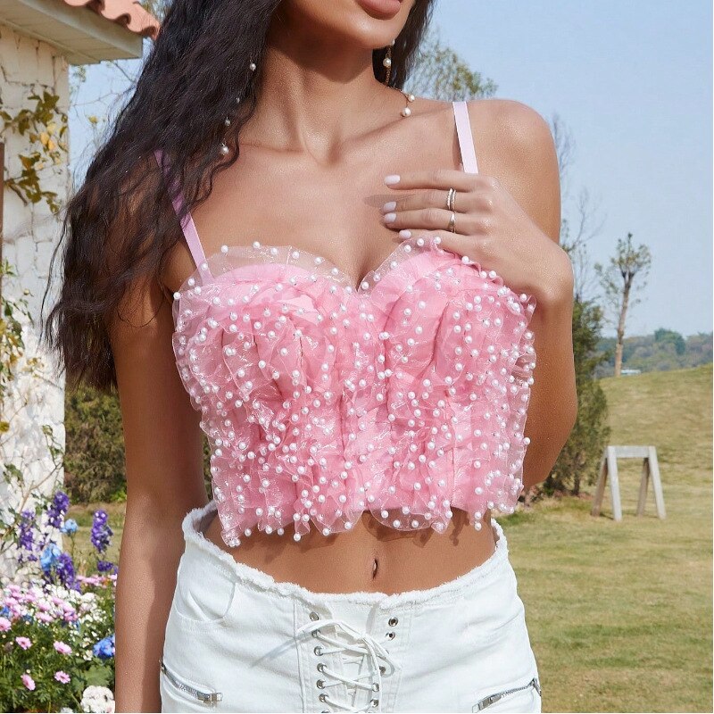 Rhinestone Tank Top Colorful Cropped Bustier Festival Clothing Vintage Gothic Corset