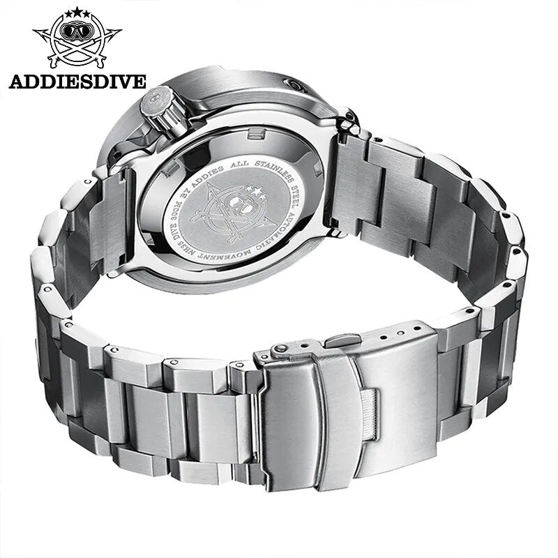 ADDIESDIVE Automatic Mechanical Watch Male American Stainless Steel Scratch Proof Waterproof