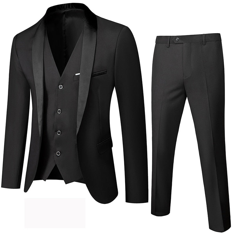 3-Piece Slim-Fit Tuxedo Suit