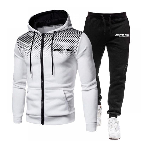 New High Quality AMG Zipper Tracksuit Set