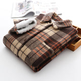 Thick Velvet Plaid Shirts Women Winter Warm Blouses and Tops New Casual Woollen Shirt