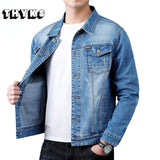 Jacket Men's Casual Cotton Black Denim Jaqueta Jeans Masculina  Slim Washed Retro