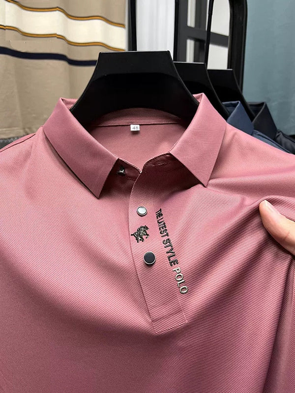 Summer Business High-End Solid Color High Quality Short Sleeve Polo Shirt Lapel Collar New Men Fashion Casual No Trace Printing