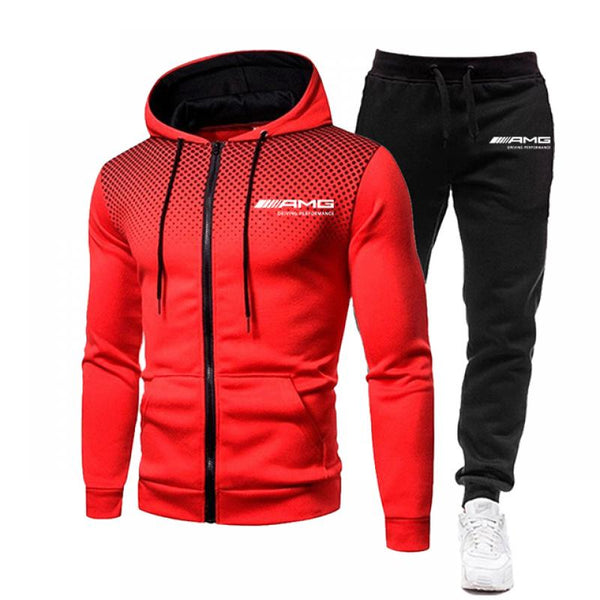 New High Quality AMG Zipper Tracksuit Set