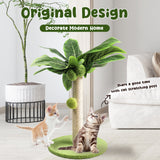 Cat Scratching Post with Green Leaves and Sisal Rope for Indoor