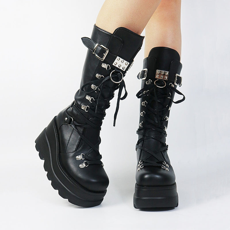 Brand New Gothic Style Platform Vampire Cosplay Women Mid-calf Boots