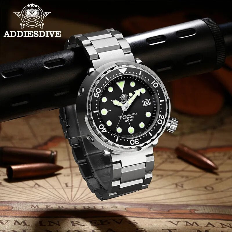 ADDIESDIVE Automatic Mechanical Watch Male American Stainless Steel Scratch Proof Waterproof