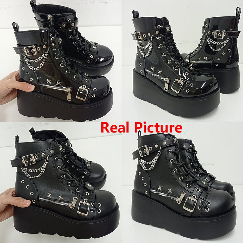 Brand New Gothic Style Platform Vampire Cosplay Women Mid-calf Boots