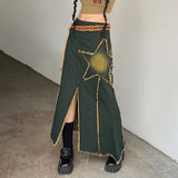 Y2K Star Long Denim Skirt