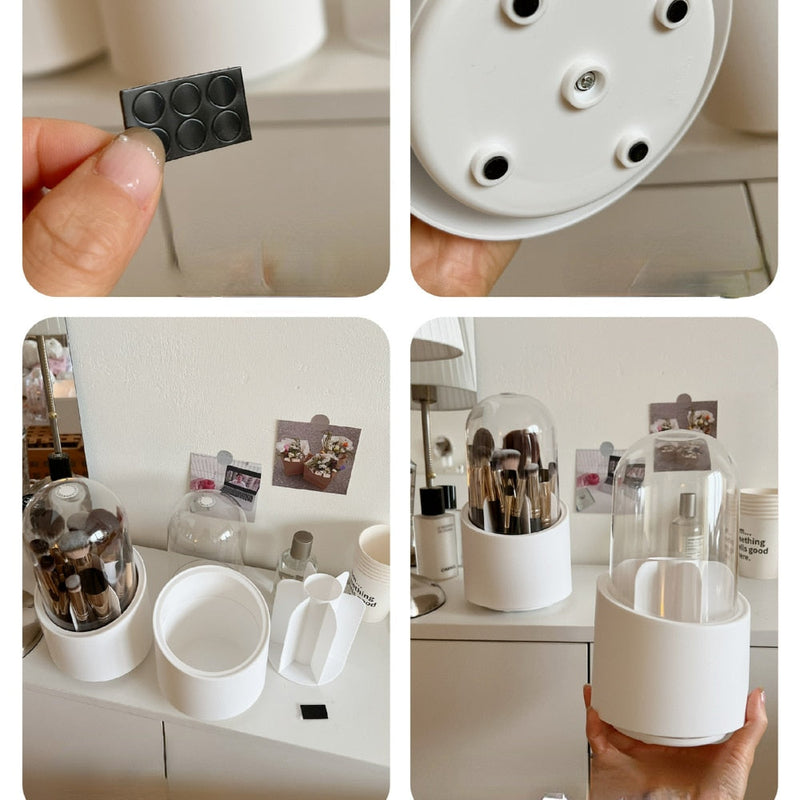 Desktop Makeup Brush Storage Bucket Cup Holder with Lid