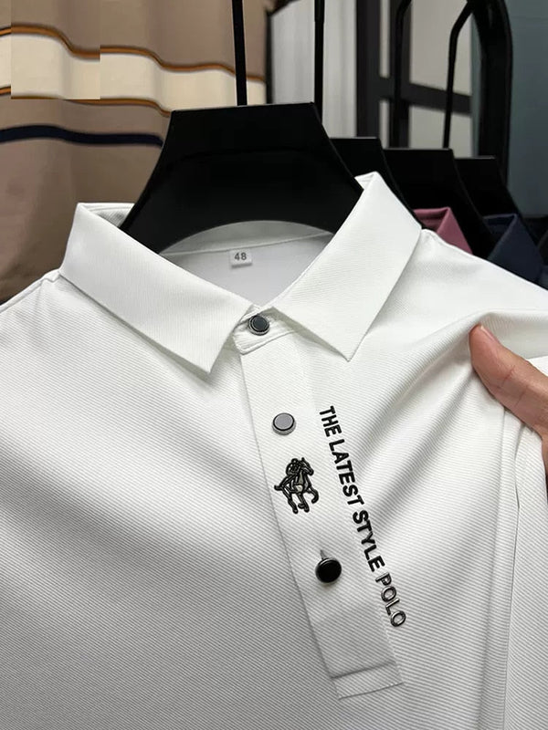 Summer Business High-End Solid Color High Quality Short Sleeve Polo Shirt Lapel Collar New Men Fashion Casual No Trace Printing