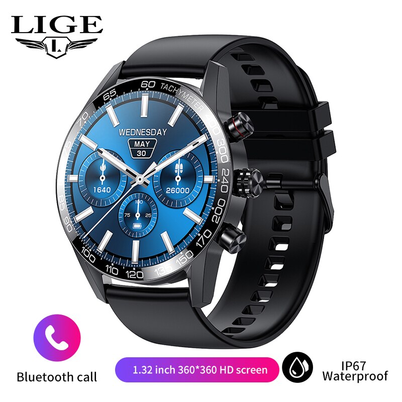 LIGE Watch 360 AMOLED HD Screen For Men Smart Bluetooth Calling