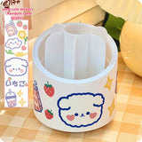 Desktop Makeup Brush Storage Bucket Cup Holder with Lid