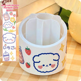 Desktop Makeup Brush Storage Bucket Cup Holder with Lid