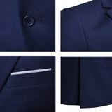 Men Suits Blazers 3 Pieces 2 Sets Elegant Luxury Wedding Business Vest Pants Blue Coats